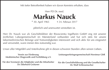 Traueranzeige von Markus Nauck von Trauerportal Rhein Main Presse