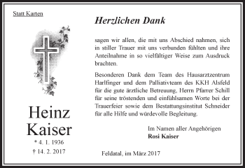 Traueranzeige von Heinz Kaiser von VRM Trauer