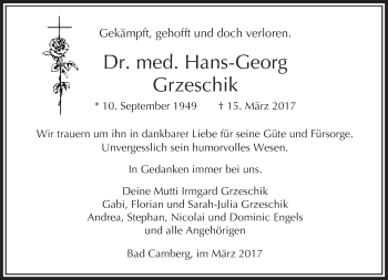 Traueranzeige von Hans-Georg Grzeschik von  Camberger Anzeiger