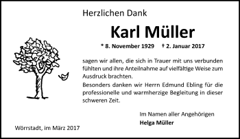 Traueranzeige von Karl Müller von Trauerportal Rhein Main Presse