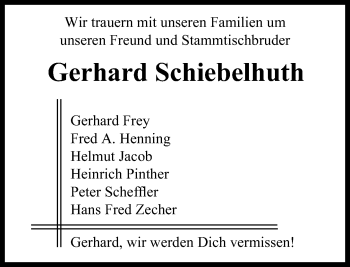 Traueranzeige von Gerhard Schiebelhuth von VRM Trauer