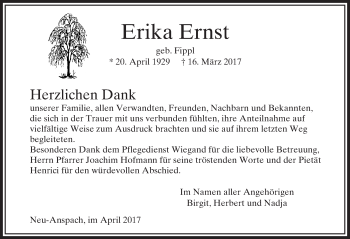 Traueranzeige von Erika Ernst von  Usinger Anzeiger