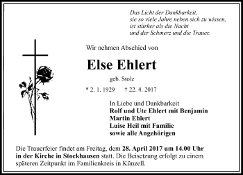 Traueranzeige von Else Ehlert von VRM Trauer