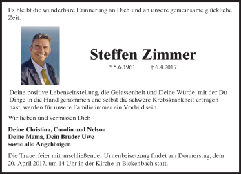 Traueranzeige von Steffen Zimmer von Trauerportal Echo Online