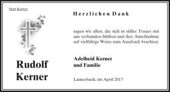 Traueranzeige von Rudolf Kerner von VRM Trauer