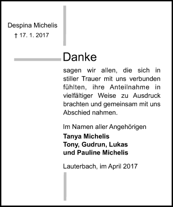 Traueranzeige von Despina Michelis von VRM Trauer