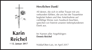 Traueranzeige von Karin Reichel von  Kreisanzeiger