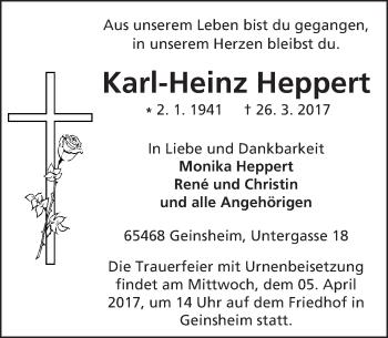 Traueranzeige von Karl-Heinz Heppert von Trauerportal Echo Online
