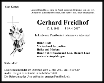 Traueranzeige von Gerhard Freidhof von VRM Trauer