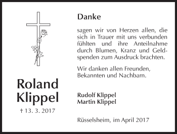 Traueranzeige von Roland Klippel von Trauerportal Rhein Main Presse