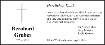 Traueranzeige von Bernhard Gruber von Trauerportal Rhein Main Presse