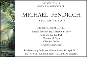 Traueranzeige von Michael Fendrich von Trauerportal Echo Online