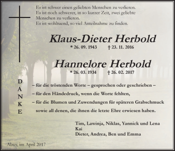 Traueranzeige von Klaus-Dieter Herbold von Trauerportal Rhein Main Presse