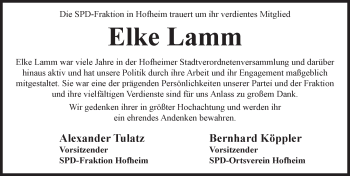 Traueranzeige von Elke Lamm von Trauerportal Rhein Main Presse