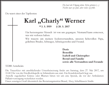 Traueranzeige von Karl 