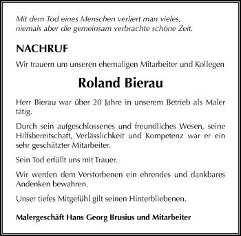 Traueranzeige von Roland Bierau von  Gießener Anzeiger