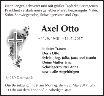 Traueranzeige von Axel Otto von Trauerportal Echo Online