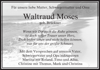 Traueranzeige von Waltraud Moses von  Usinger Anzeiger