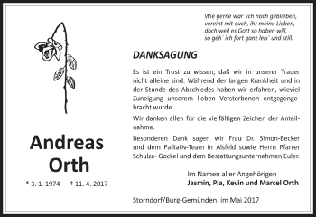 Traueranzeige von Andreas Orth von VRM Trauer