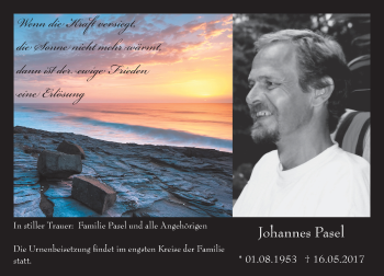 Traueranzeige von Johannes Pasel von Trauerportal Rhein Main Presse