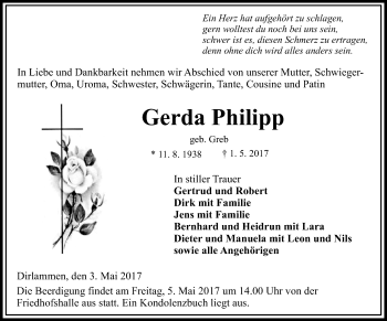 Traueranzeige von Gerda Philipp von VRM Trauer