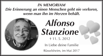 Traueranzeige von Alfonso Stanzione von Trauerportal Rhein Main Presse