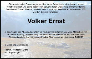 Traueranzeige von Volker Ernst von Trauerportal Rhein Main Presse