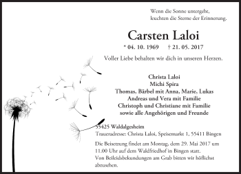 Traueranzeige von Carsten Laloi von Trauerportal Rhein Main Presse