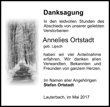 Traueranzeige von Annelies Ortstadt von VRM Trauer