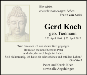 Traueranzeige von Gerd Koch von Trauerportal Echo Online