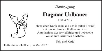 Traueranzeige von Dagmar Uribauer von Trauerportal Rhein Main Presse