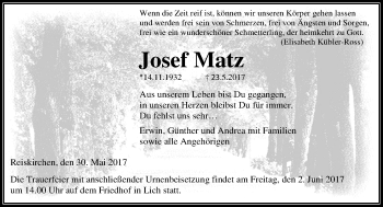 Traueranzeige von Josef Matz von  Gießener Anzeiger