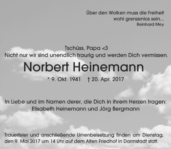 Traueranzeige von Norbert Heinemann von Trauerportal Rhein Main Presse