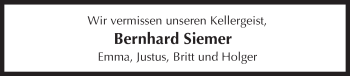 Traueranzeige von Bernhard Siemer von Trauerportal Rhein Main Presse