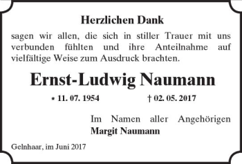 Traueranzeige von Ernst-Ludwig Naumann von  Kreisanzeiger