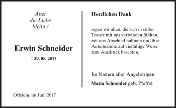 Traueranzeige von Erwin Schneider von Trauerportal Rhein Main Presse