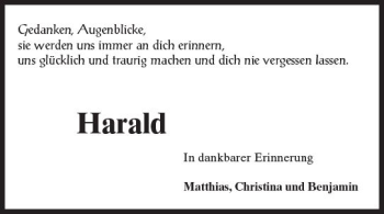 Traueranzeige von Harald  von Trauerportal Rhein Main Presse