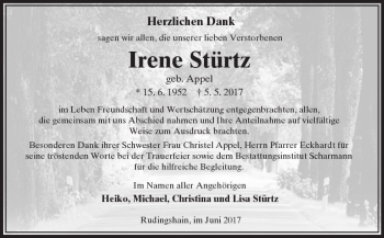 Traueranzeige von Irene Stürtz von  Kreisanzeiger