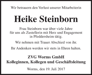 Traueranzeige von Heike Steinborn von Trauerportal Rhein Main Presse