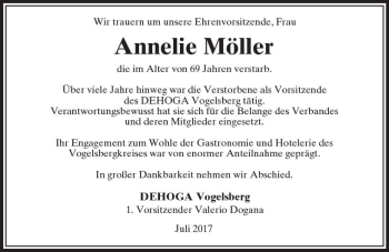 Traueranzeige von Annelie Möller von VRM Trauer