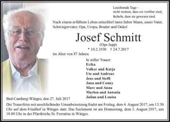 Traueranzeige von Josef Schmitt von  Camberger Anzeiger