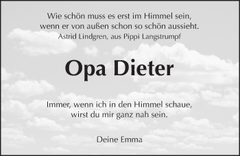 Traueranzeige von Dieter  von  Kreisanzeiger