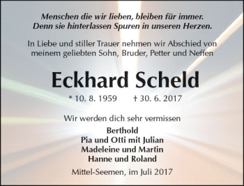 Traueranzeige von Eckhard Scheld von  Kreisanzeiger