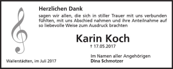 Traueranzeige von Karin Koch von Trauerportal Echo Online