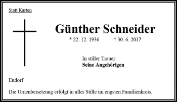 Traueranzeige von Günther Schneider von VRM Trauer