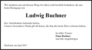 Traueranzeige von Ludwig Buchner von  Gießener Anzeiger