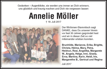 Traueranzeige von Annelie Möller von VRM Trauer