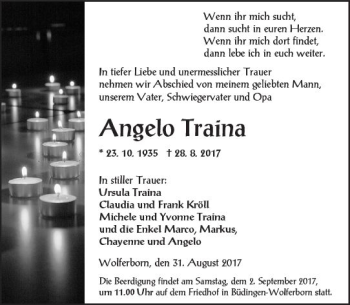 Traueranzeige von Angelo Traina von  Kreisanzeiger