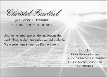 Traueranzeige von Christel Barthel von  Kreisanzeiger
