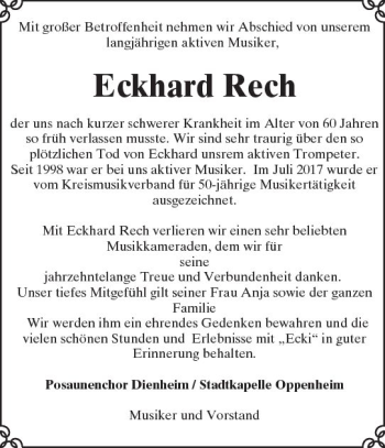 Traueranzeige von Eckhard Rech von Trauerportal Rhein Main Presse